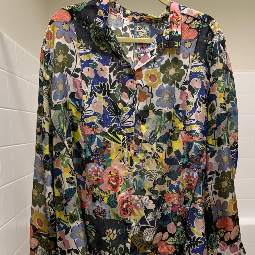 Floral Sheer Button-Up Blouse